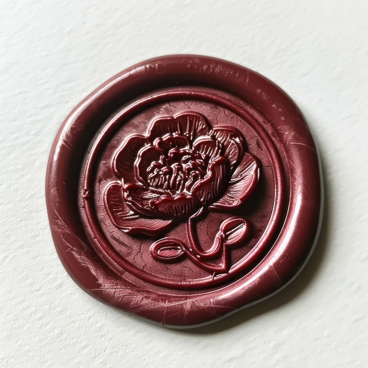 A deep red wax seal